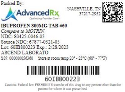 Ibuprofen 800mg Tab Qty 60 Ndc 80425 0046
